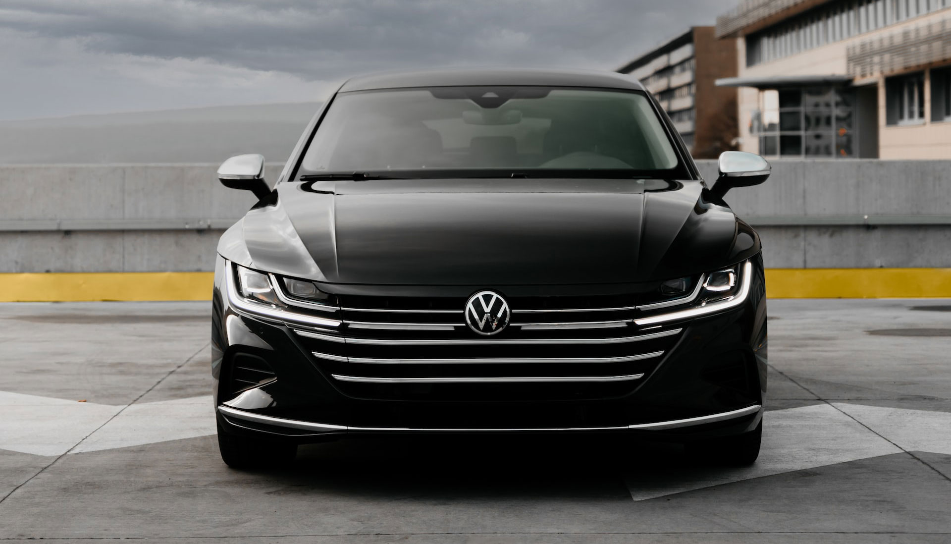 Volkswagen-black-car volkswagen black car in car park