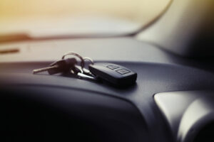 Vehicle key on dashboard