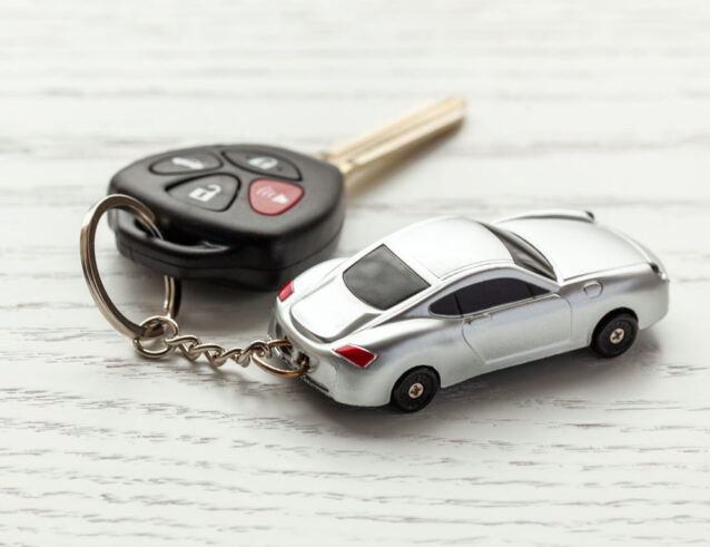 Car keyfob with model car attached
